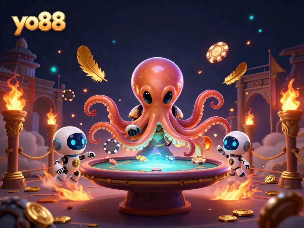 Experience thrilling poker action in a vivid yo88 casino scene featuring dazzling characters and exciting gameplay.