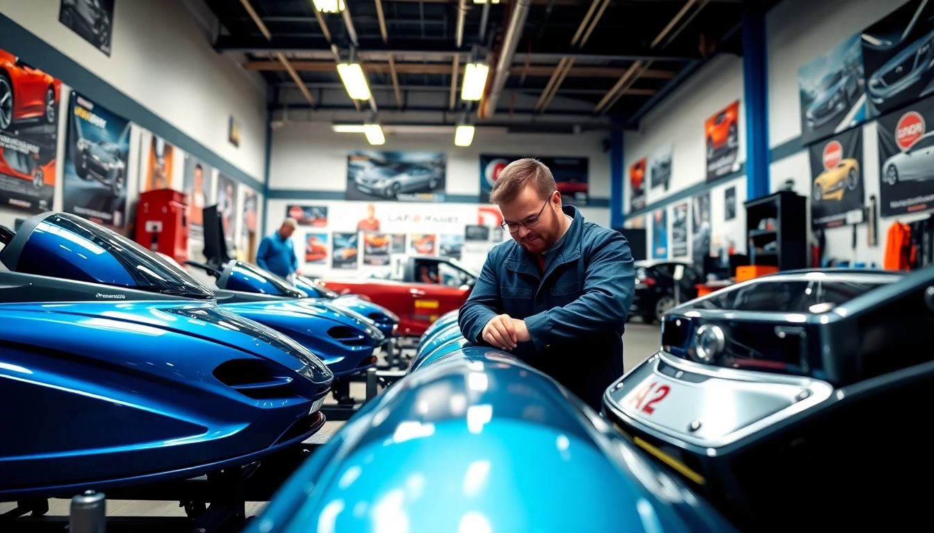 Auto Kufen in a professional automotive workshop, with a mechanic inspecting details
