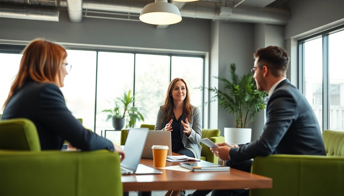 Headhunter Schweiz Beratungssituation mit einem Klienten in einem modernen Büro.