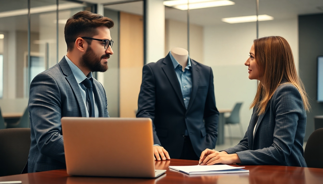 Headhunter Ingenieure im Gespräch mit Ingenieuren in einem modernen Büro.