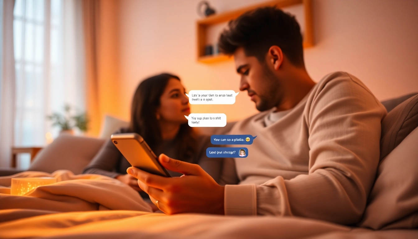 Engaging ai sexting conversation on a cozy digital platform with warm ambiance.