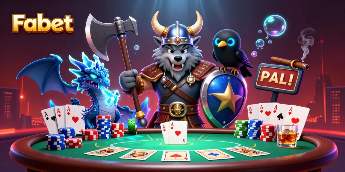 Fabet elevates the poker experience with Viking warriors and dragons in an action-filled scene.